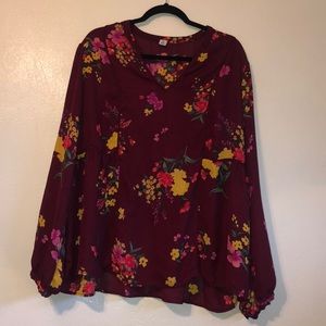 Long sleeve burgundy top